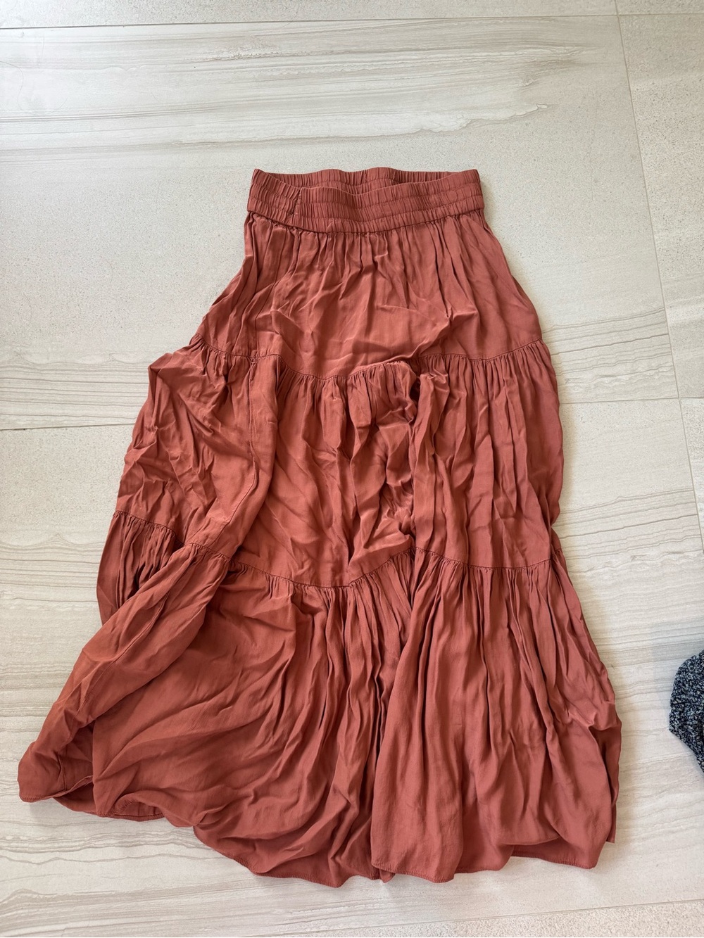 H&M Rust-Toned Tiered Maxi Skirt